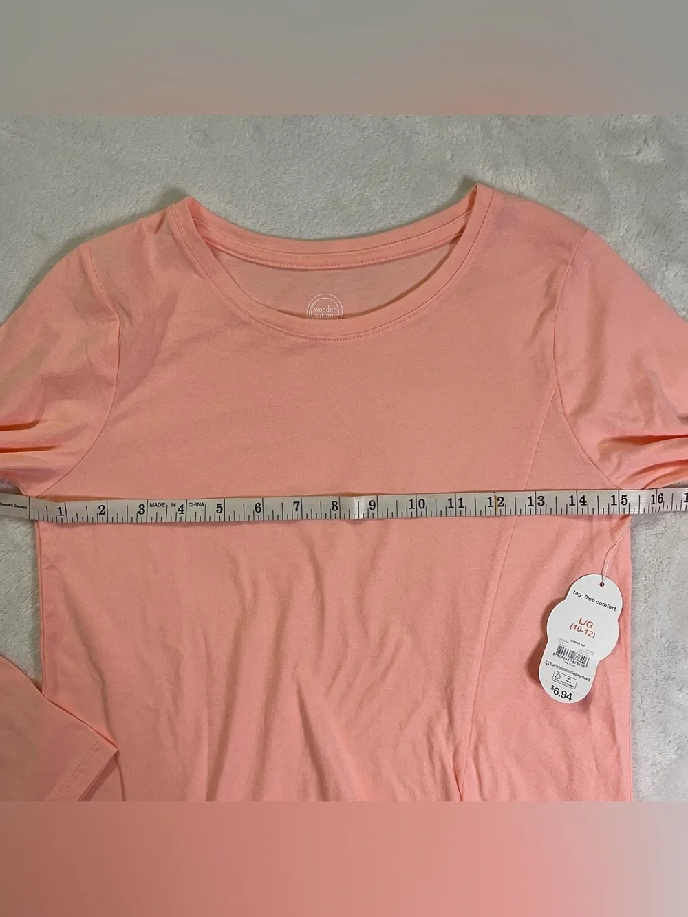 NWT Wonder Nation Peach Cotton Blend Long Sleeve size GIRLS Large